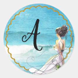 Pegatina de Ilustracion de bodas de playa