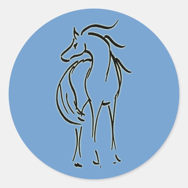 Pegatina de Ilustracion de caballos (Anverso)