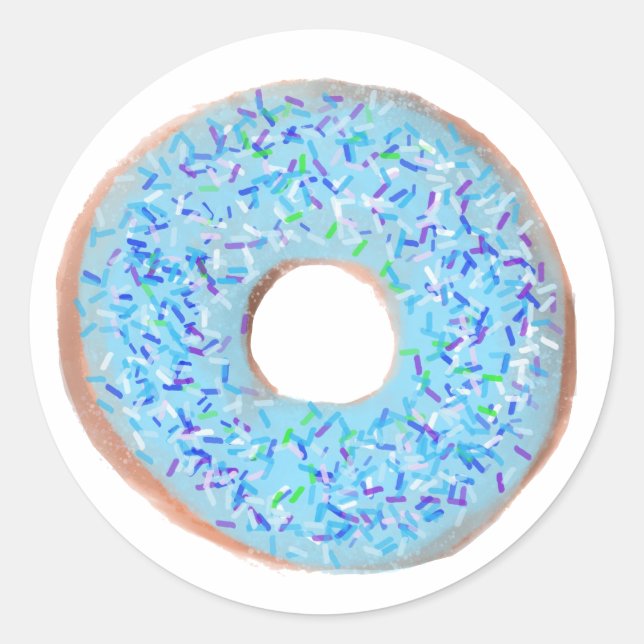 Pegatina de ilustracion de donut azul pastel (Anverso)