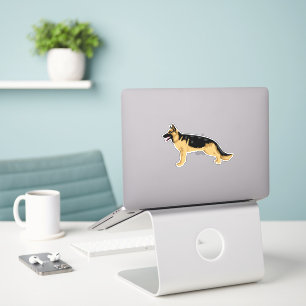 Pegatina de ilustración lateral de perro pastor al