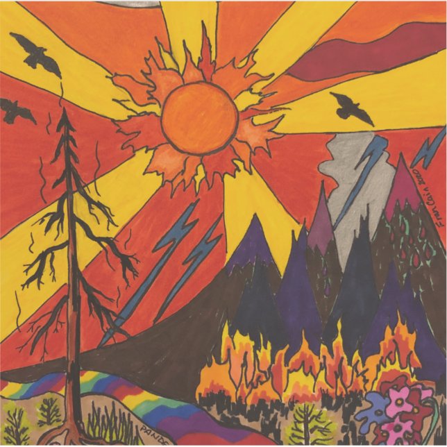 Pegatina de incendios de pandemia (Anverso)