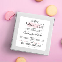 Pegatina de ingredientes de panadería casera con e