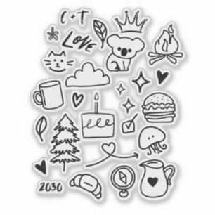 Pegatina de iniciales de amor modernas