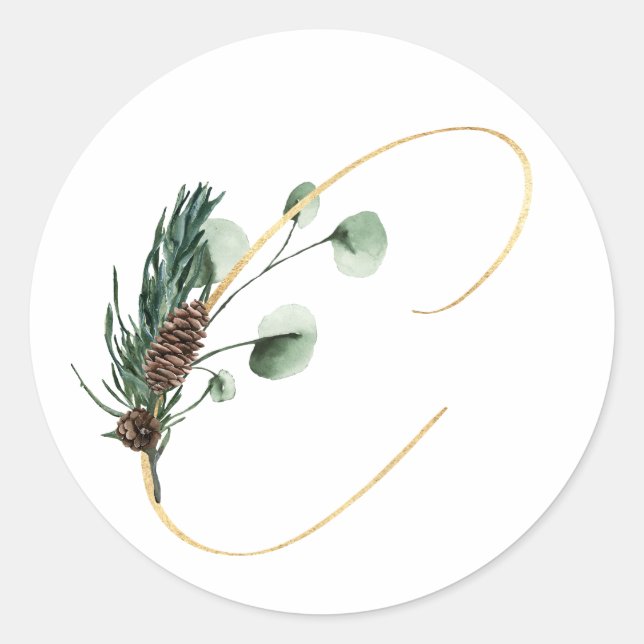 Pegatina de iniciales de vacaciones de invierno (Anverso)