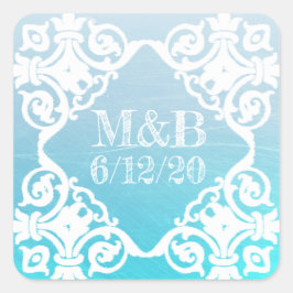 Pegatina de inicio y fecha Boda de Aqua personaliz
