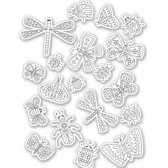 Pegatina de insectos de mariposa de abeja y escara (Anverso)