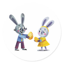 Pegatina de intercambio de conejo de Pascua