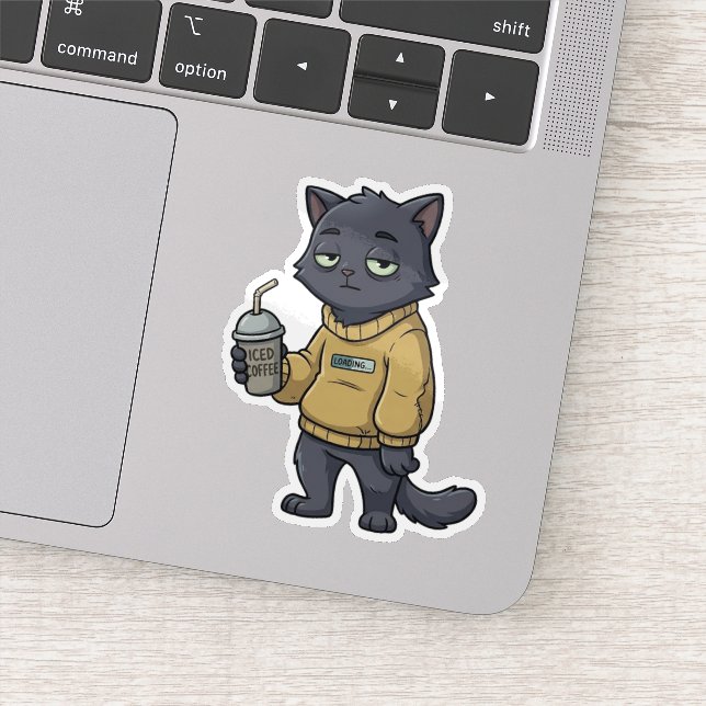 Pegatina de introvertido de Loading Black Cat Iced (Detalle)