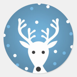 Pegatina de invierno azul de reno