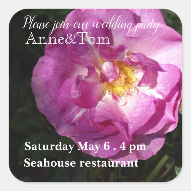 Pegatina de invitación a fiesta de bodas (Anverso)