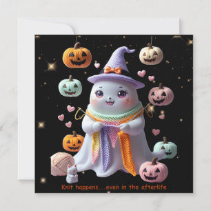 Pegatina de Invitación de Halloween de Tejer Fanta