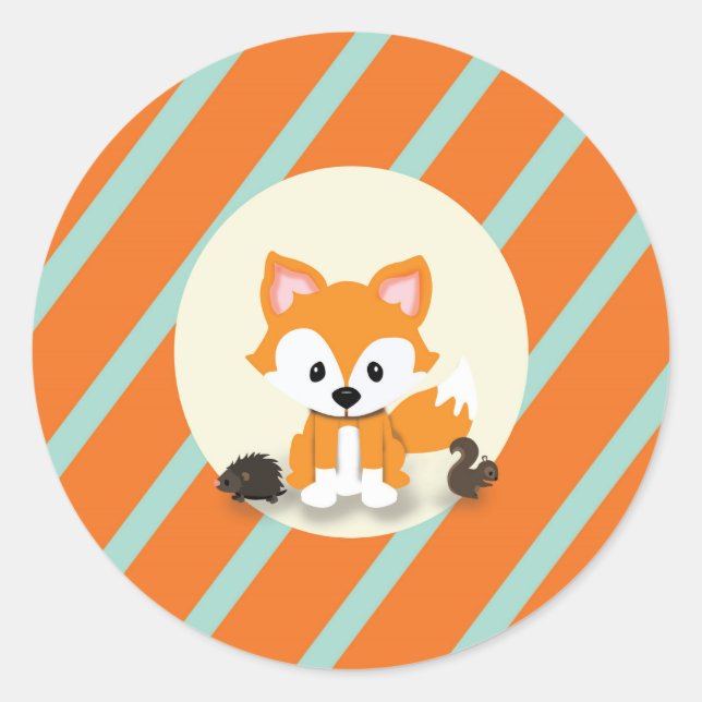 Pegatina de Invitaciones a Baby Shower de Woodland (Anverso)