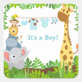 Pegatina de Invitaciones de animales de la jungla 