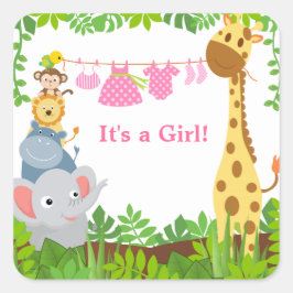 Pegatina de Invitaciones de animales de la jungla 