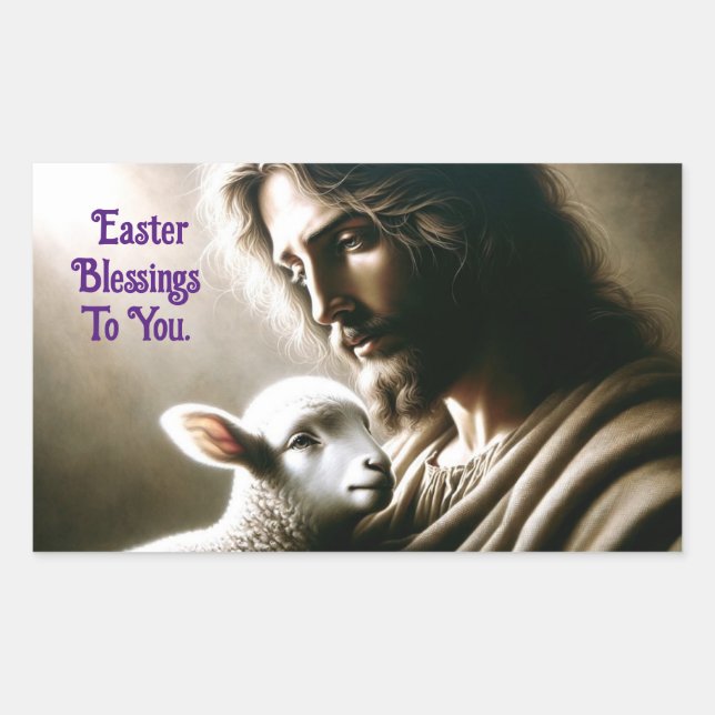 Pegatina de Jesús con Cordero (Anverso)