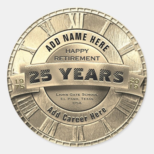 Pegatina de Jubilación personalizado (Anverso)