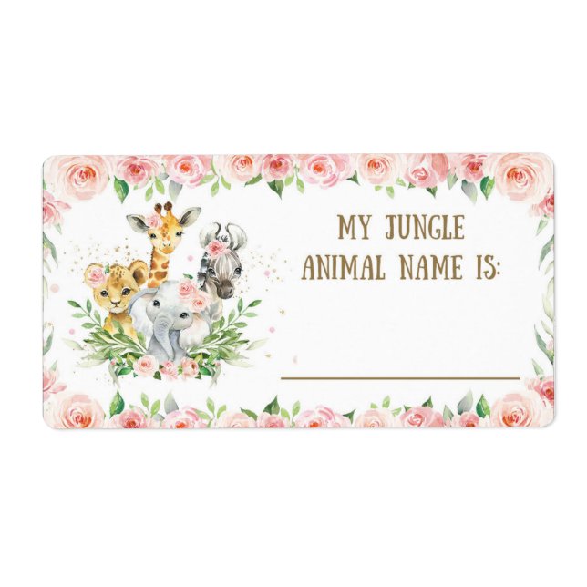 Pegatina de juego de nombre animal del Safari de l (Frente)