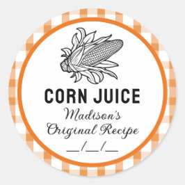 Pegatina de jugo de maíz con naranja a cuadros