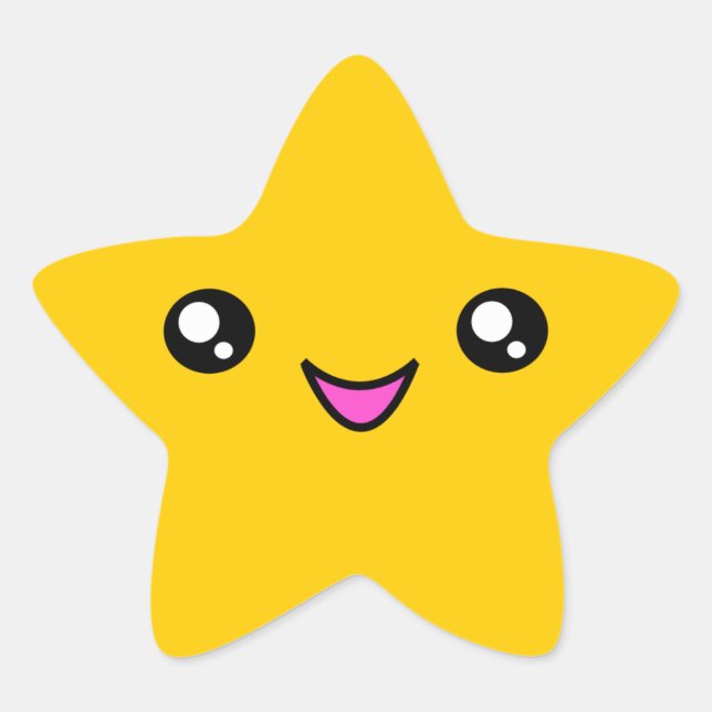 Pegatina de Kawaii Face Gold Star (Anverso)