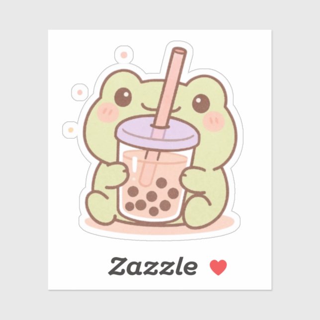 Pegatina de Kawaii Frog Boba (Hoja)