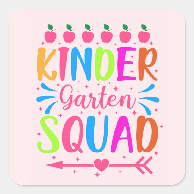 Pegatina de Kindergarten Squad Square (Anverso)