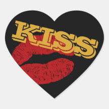 Pegatina de KISS Corazón, Labios Rojos - Amor / Fi