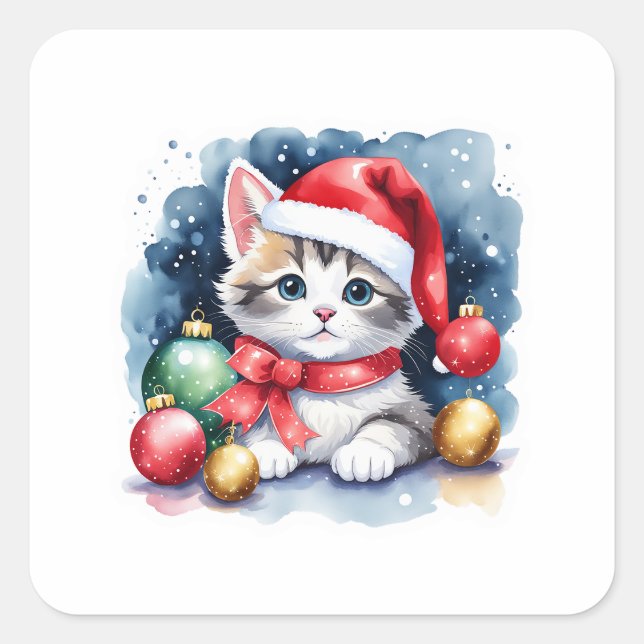 Pegatina de Kitty festivo - Regalos para gatos y N (Anverso)