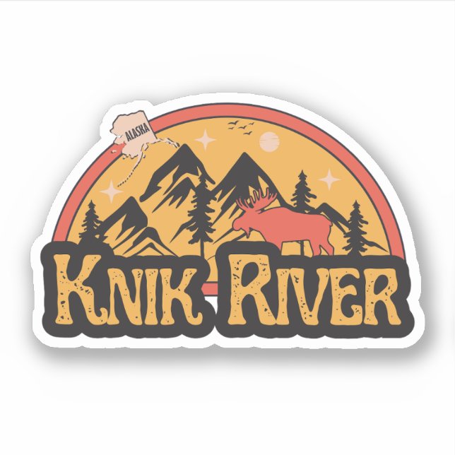 Pegatina de Knik River, Alaska (Anverso)