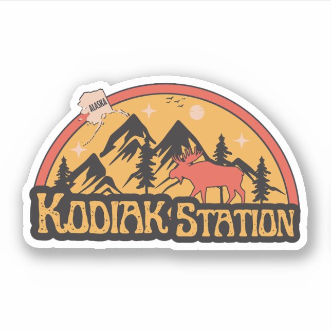 Pegatina de Kodiak Station, Alaska (Anverso)
