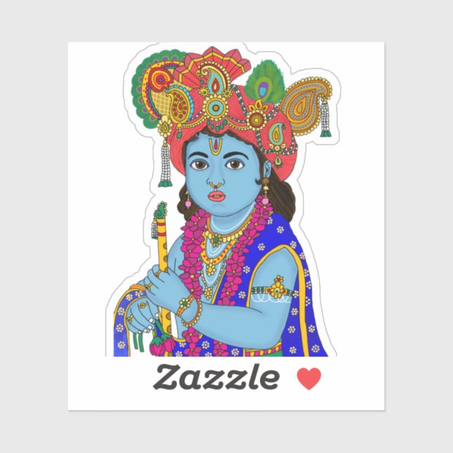 Pegatina de Krishna niño (Hoja)