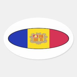 Pegatina de la bandera de Andorra Oval