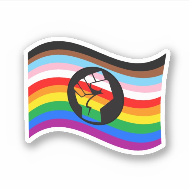 Pegatina de la bandera del orgullo del progreso de (Anverso)