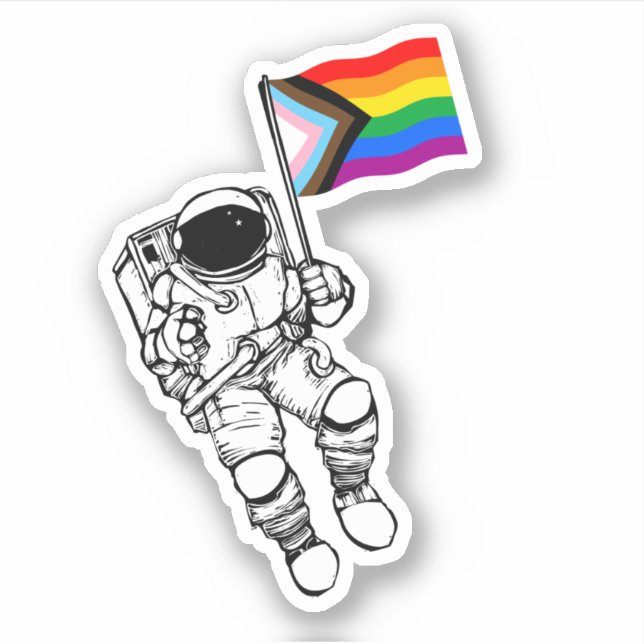 Pegatina de la bandera del orgullo del progreso de (Anverso)