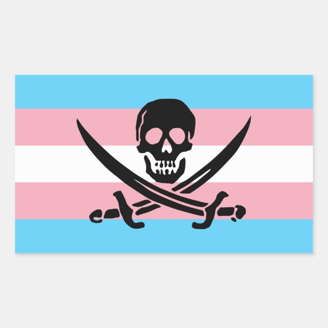 Pegatina de la bandera del Orgullo Trans Pirata (Anverso)