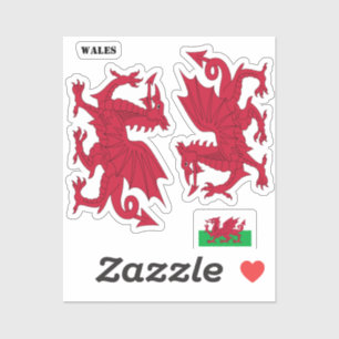 Pegatina de la bandera galesa, Dragón rojo - Cymru