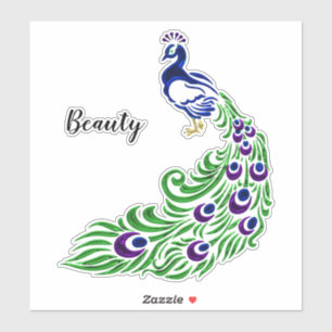 Pegatina de la belleza del pavo real