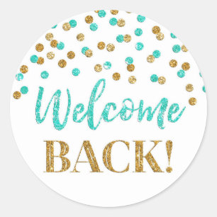 Pegatina de la Bienvenida del Confetti Turquesa de