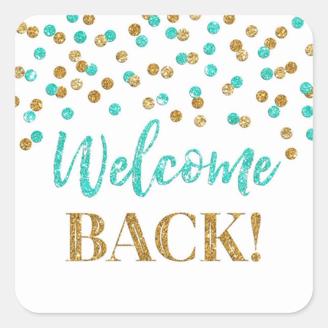Pegatina de la Bienvenida del Confetti Turquesa de (Anverso)