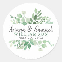 Pegatina de la boda de la frondosa vegetación