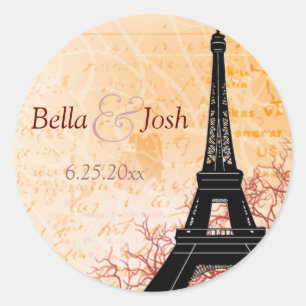 Pegatina de la boda de la torre Eiffel