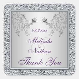 Pegatina de la boda floral de Relieve metalizado p