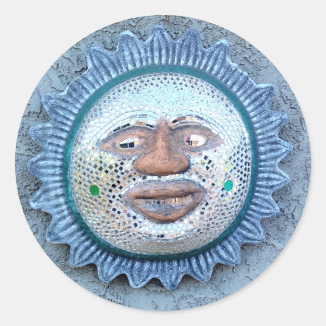 pegatina de la cara de sol divertida (Anverso)