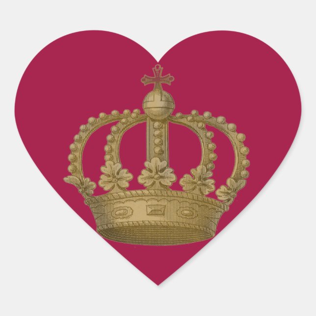 Pegatina de la corona de oro del corazón rojo (Anverso)
