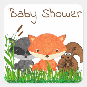 Pegatina de la creatura de Baby Shower Animal Wood