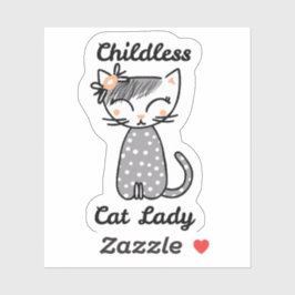 Pegatina de la dama del gato sin hijos