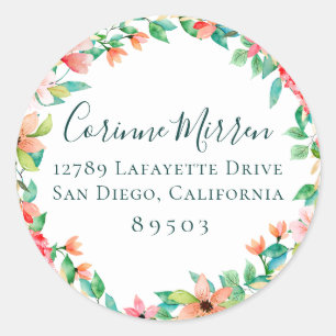 Pegatina de la dirección de devolución floral de l