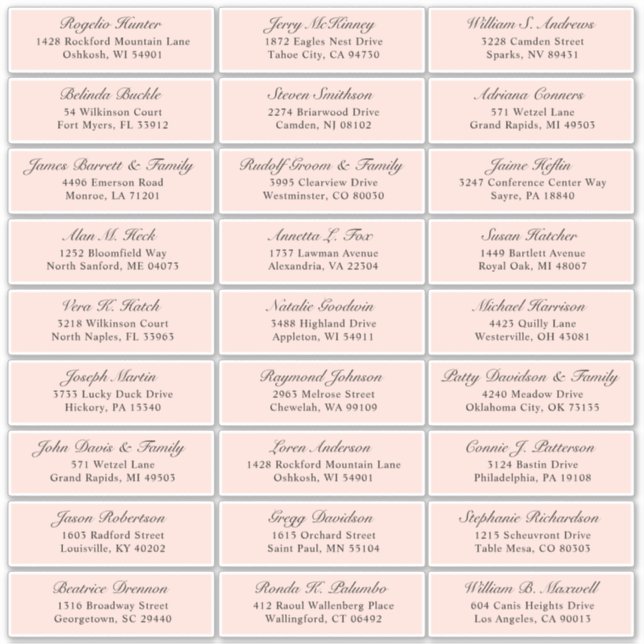 pegatina de la dirección de invitado del boda de r (Anverso)