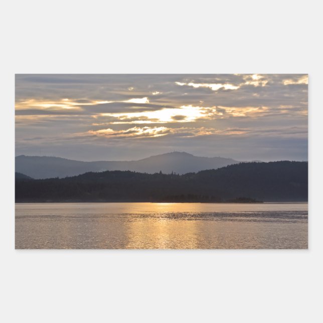 Pegatina de la escena del atardecer oceánico (Anverso)