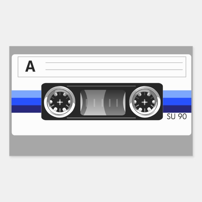 Pegatina de la etiqueta azul de la cinta cassette (Anverso)