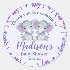 Pegatina de la etiqueta Baby Shower para elefante 